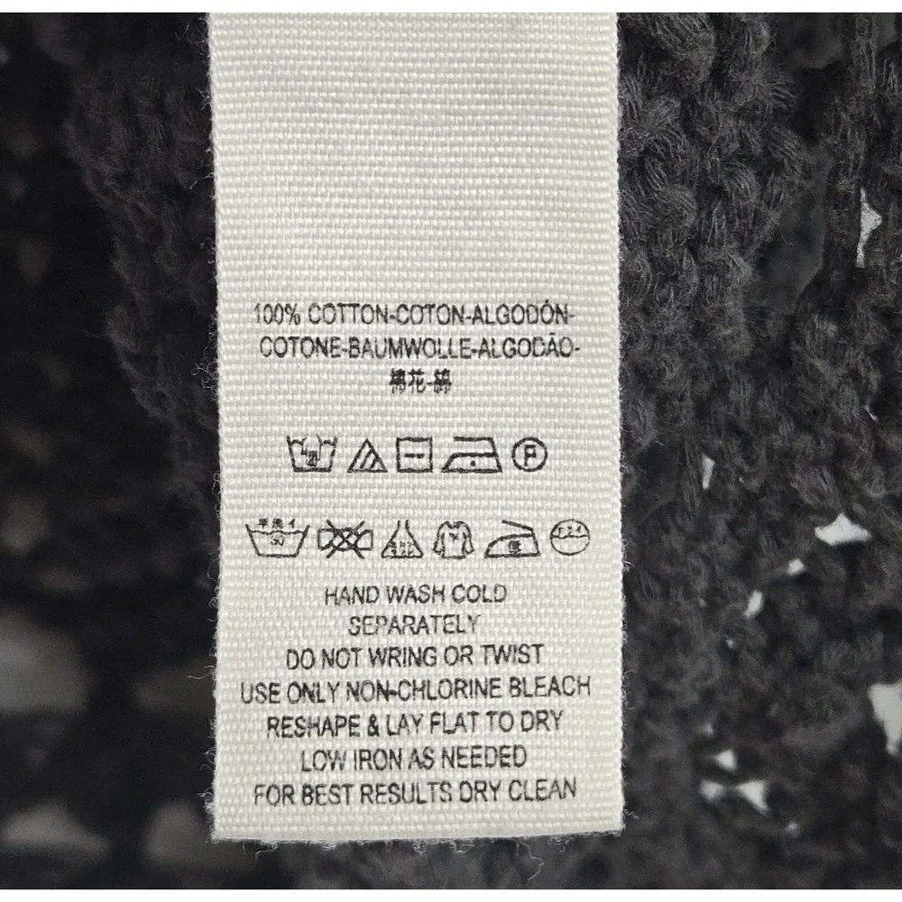 Free People Sweater Size Small Traveling Slate Gray Cotton Open Knit Crochet - Picture 12 of 15
